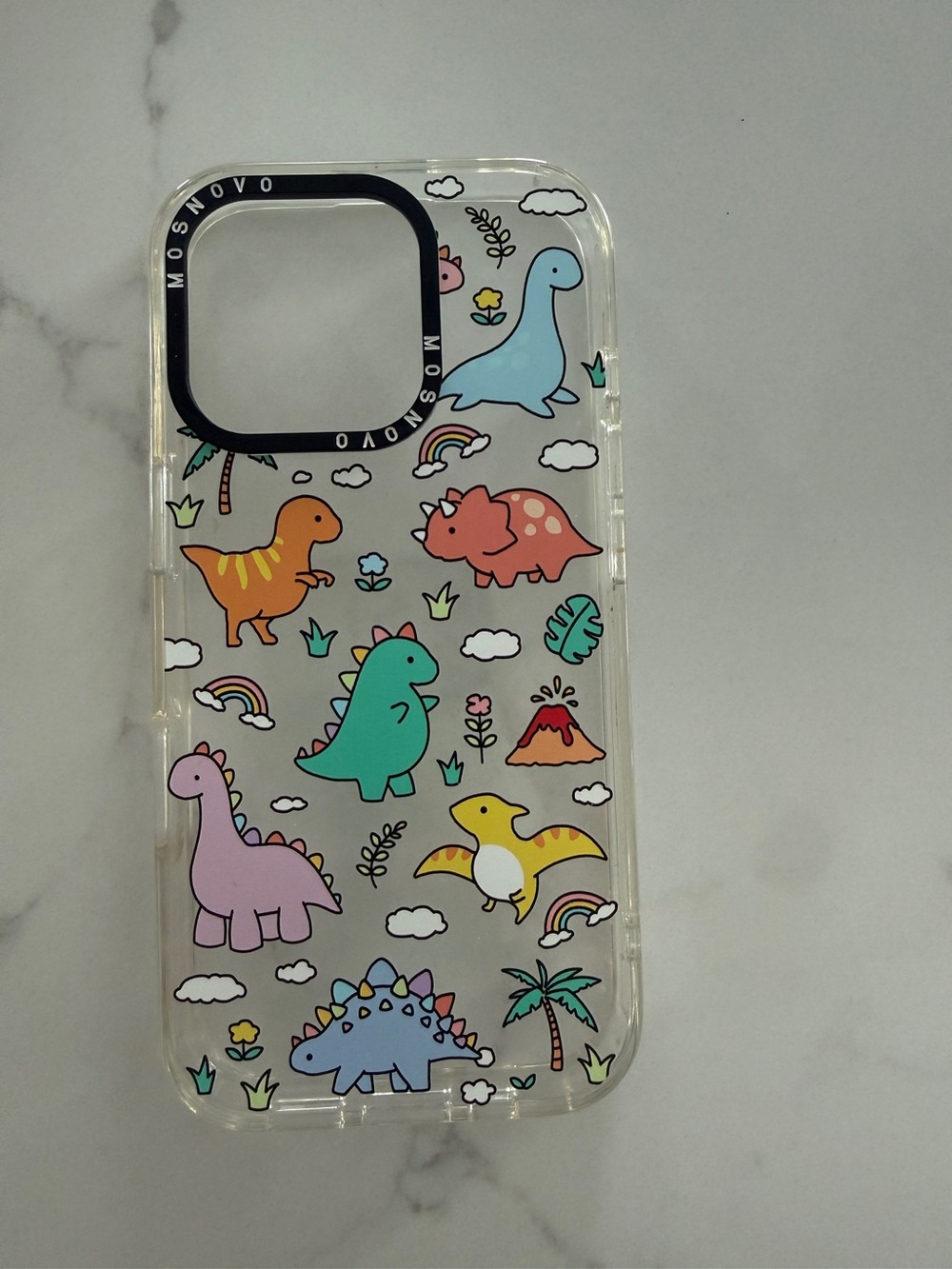 Clear Dino Print iPhone Case - Cute Multicolor Dinosaurs